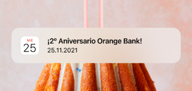 Tarjeta segundo aniversario Orange Bank.